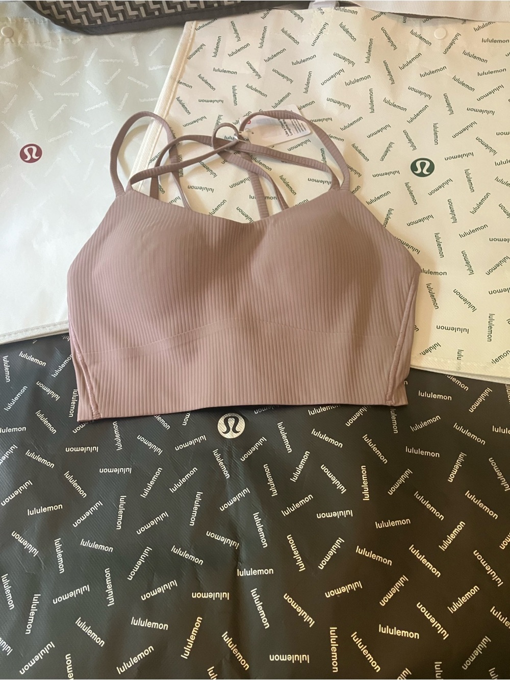 NWT Lululemon Like A Cloud Longline Bra B/C *Ribbed, Sz 6, Ashen Rose